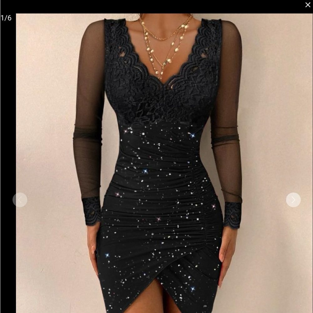 Chic Black Lace Long Sleeve Dress